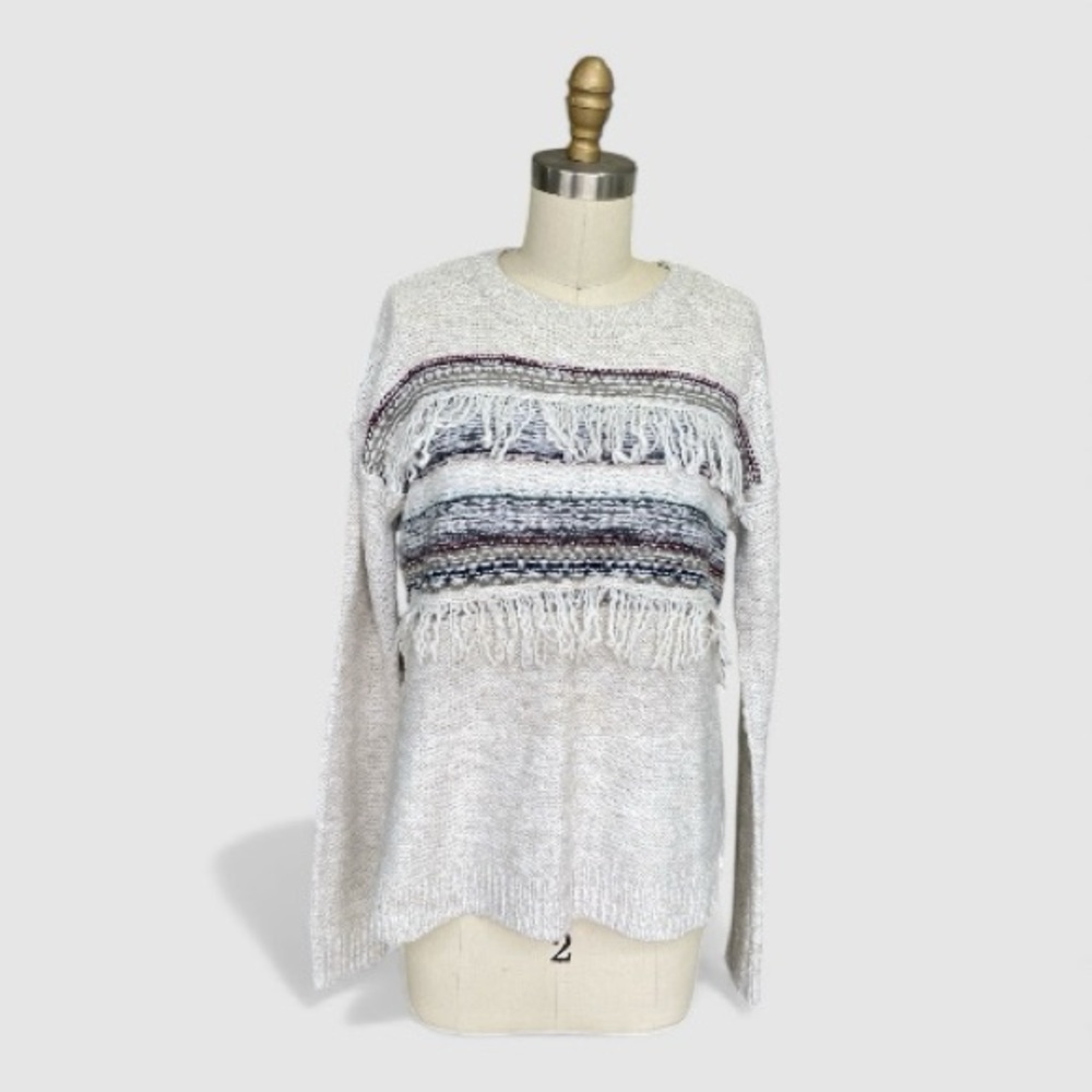 Abercrombie & Fitch Textured Knit Sweater - Cream and Gray - Picture 2 of 7